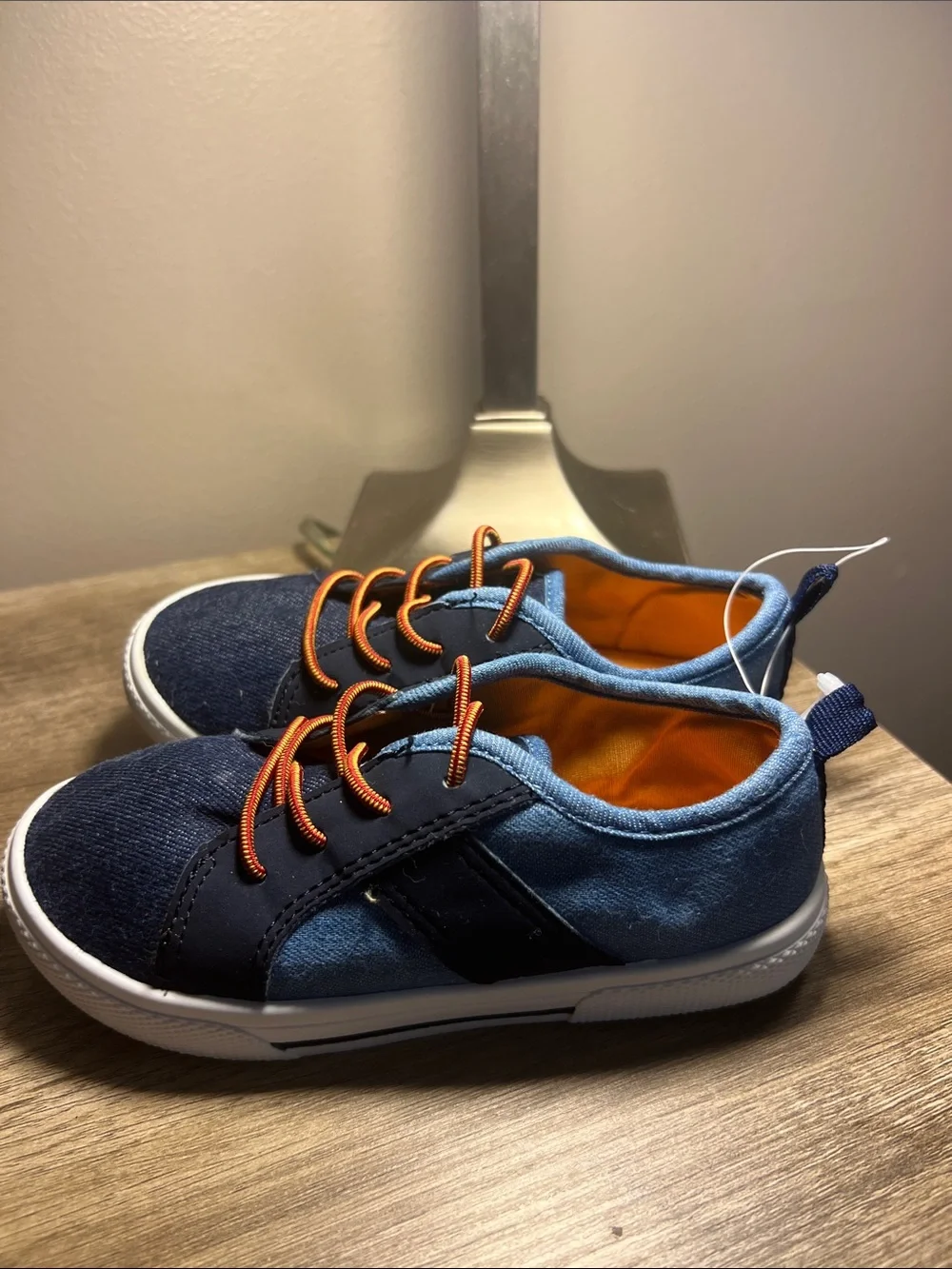 Carter's Navy and Light Blue Kids Sneakers with Orange Accents stock (23)